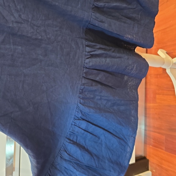 NWT New York & Company Womens Linen Ruffled Boho Sleeveless Dress Blue Size XL - Picture 6 of 9